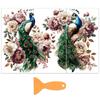 1set 3 Sheets 3 Styles PVC Waterproof Decorative Stickers Self Adhesive Decals for Furniture Decoration with 1Pc Plastic Scraper Peacock 300x150mm