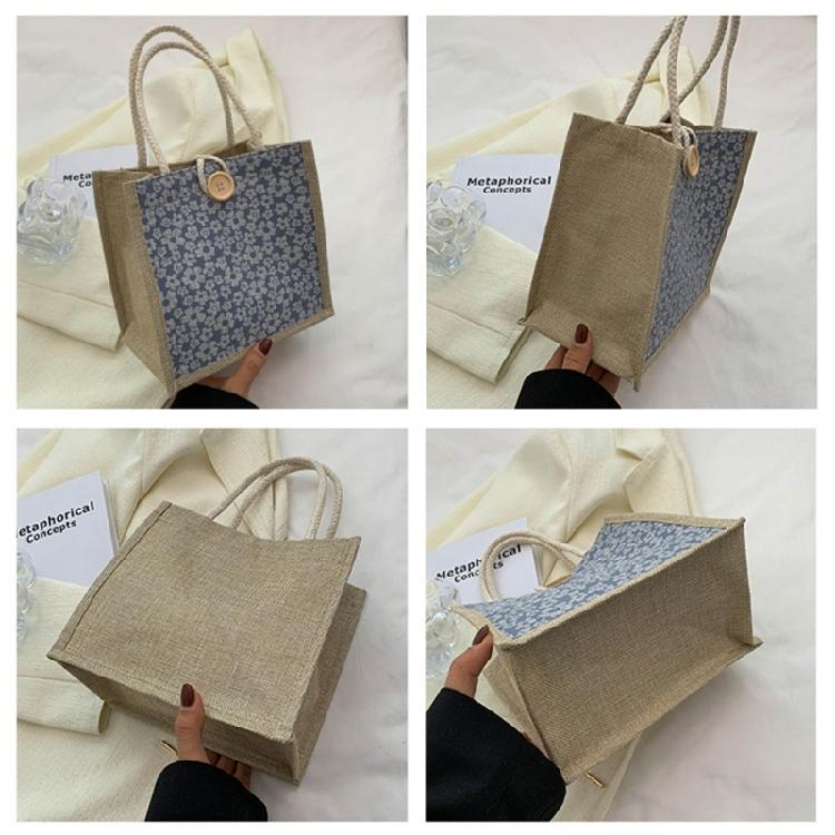 Casual Burlap Handbag Lightweight Shopping Bag Reusable Grocery Beach Bags