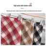 Women's 2025 Retro High-Waist Wool Blend Plaid Mini Skirt - Petite Bodycon A-Line for Autumn/Winter