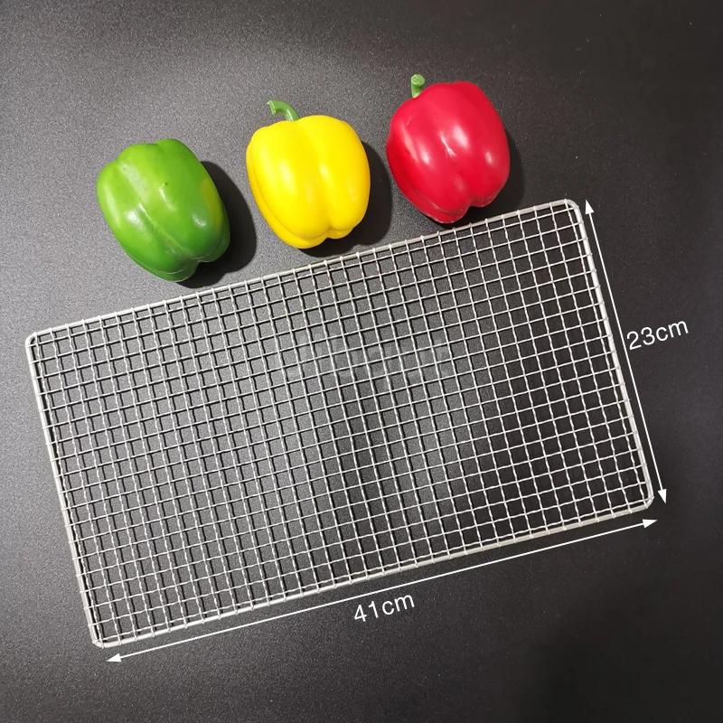 304 Edelstahl Rechteck Quadrat BBQ Netz Maschengrill Antihaft Backmatte Outdoor Grillteil Roste Heißluftfritteuse Gitter Kochen