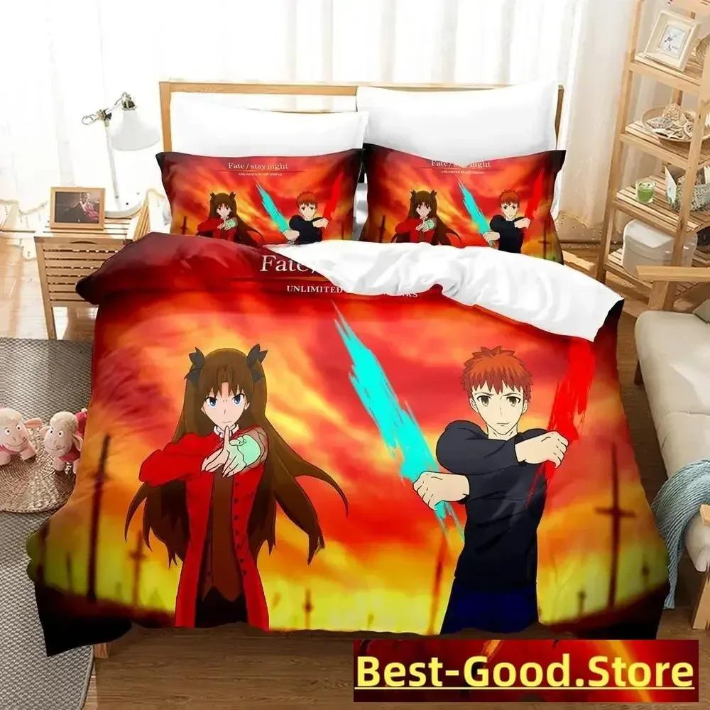 3D Print Anime FateStay Night Unlimited Blade Works Bed Set Duvet Cover Pillowcase Bedding Set Bed Linen Sheet Quilt Cover Full