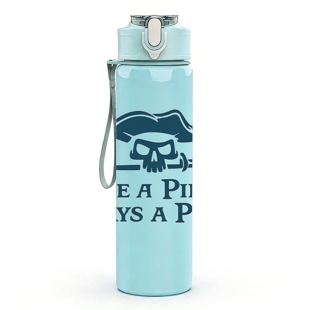 1PC Once A Pirate Always A Pirate 750ml Color Plastic Sports Water Bottle Leakproof Flip Straw Lid Suitable for Sports Office Home Use