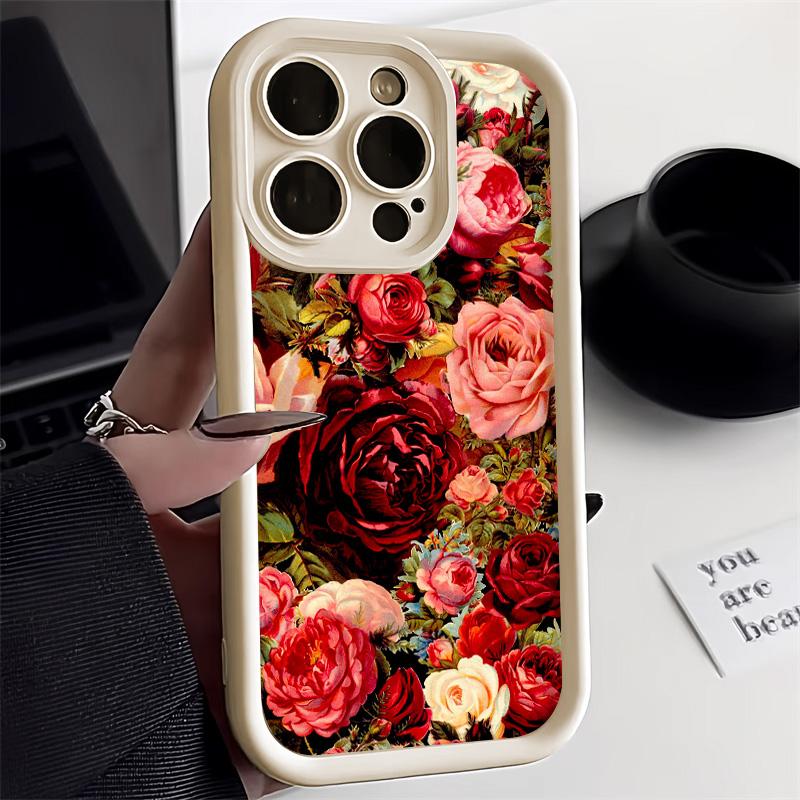 Flower Phone Case For iPhone 11 15 16 Pro Max 13 14 12 XS X XR 7 8 Plus SE 16promax Liquid Silicone Shockproof Soft Funda Cover