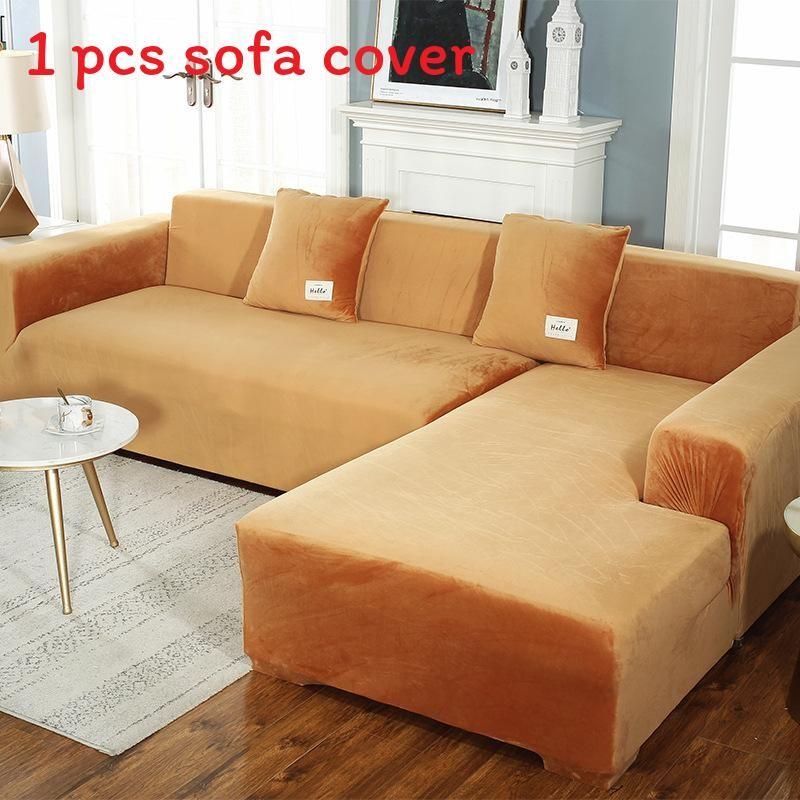 Simple Solid Color Plush Surface Sofa Protection Cover With Anti Slip Strip For Household Protection