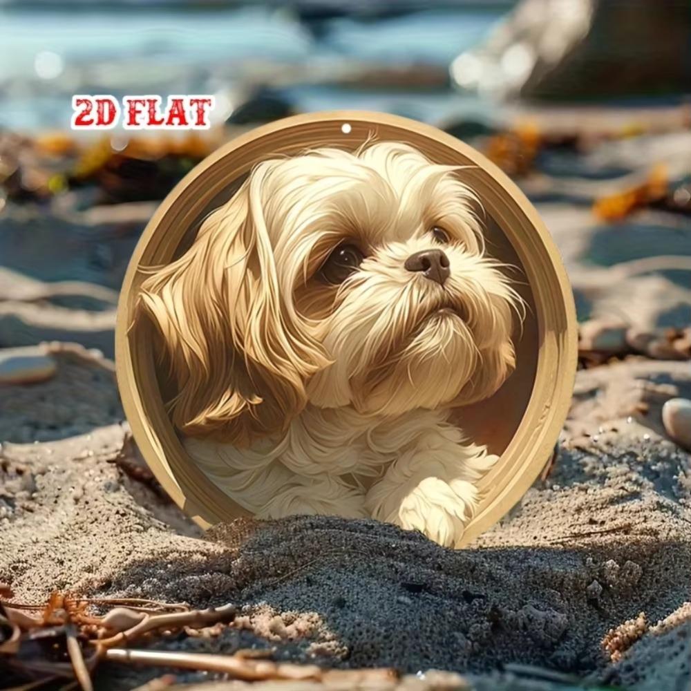 Vintage Shih Tzu Dog Metal Wall Art Durable Aluminum Poster for Home Decor