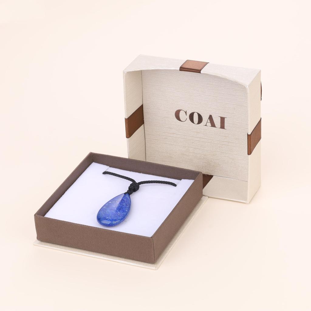 [KOAI] Lapis Lazuli Teardrop Adjustable Length Power Stone Necklace for Women and Men