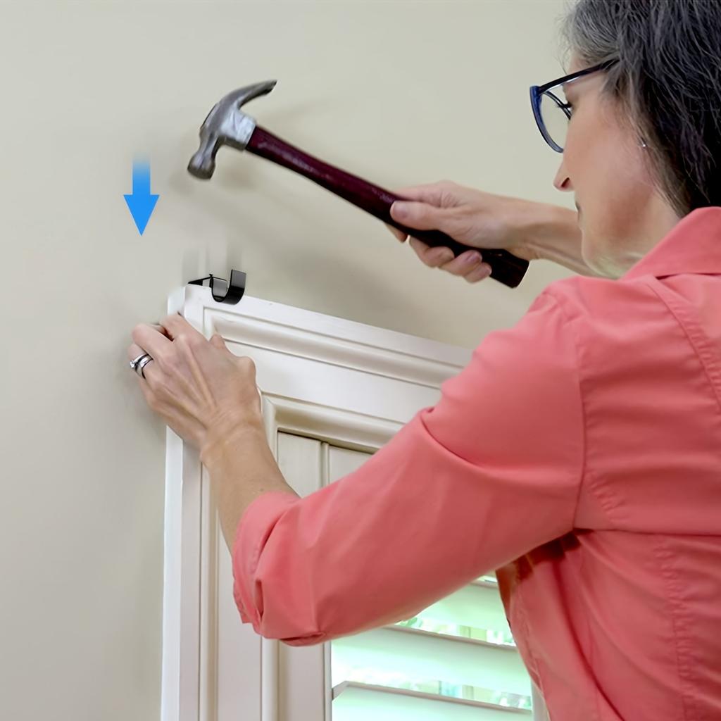 4pcs No-Drill Curtain Rod Bracket, Adjustable Curtain Rod Holder with Easy Installation, Heavy-Duty Window Curtain Support with Wall-Mounted Design