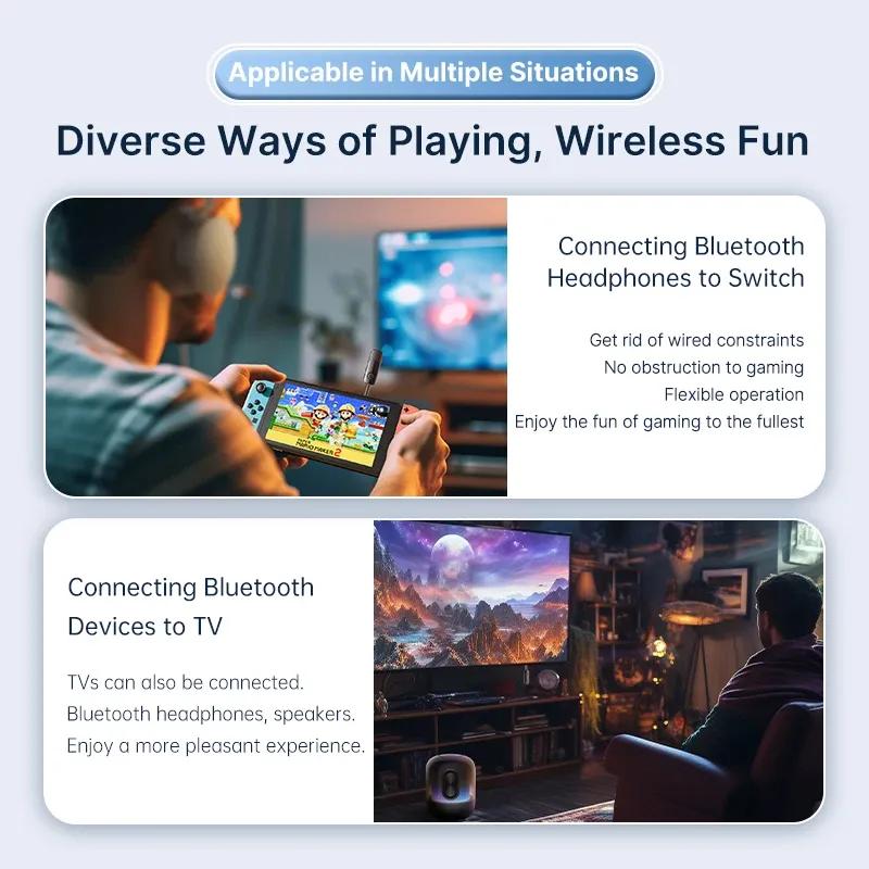 2 In 1 Wireless Bluetooth 5.3 Receiver Transmitter Adapter 3.5mm TF Jack For Car Music Audio Aux Headphones Reciever Handsfree