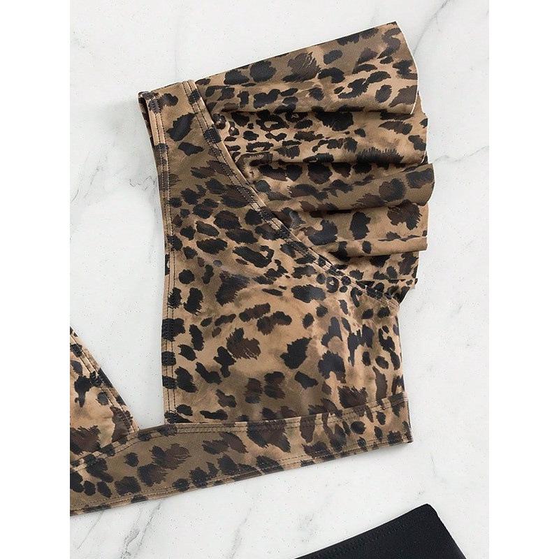 2025 Leopard Print Sexy High-waisted Split Cross Bikini for Women