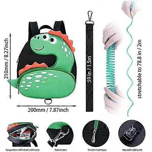 Toddler Backpack with Anti-Lost Harness Small Dinosaur Backpack Safety Leash for Boys and Girls Age 1-2 Years Old