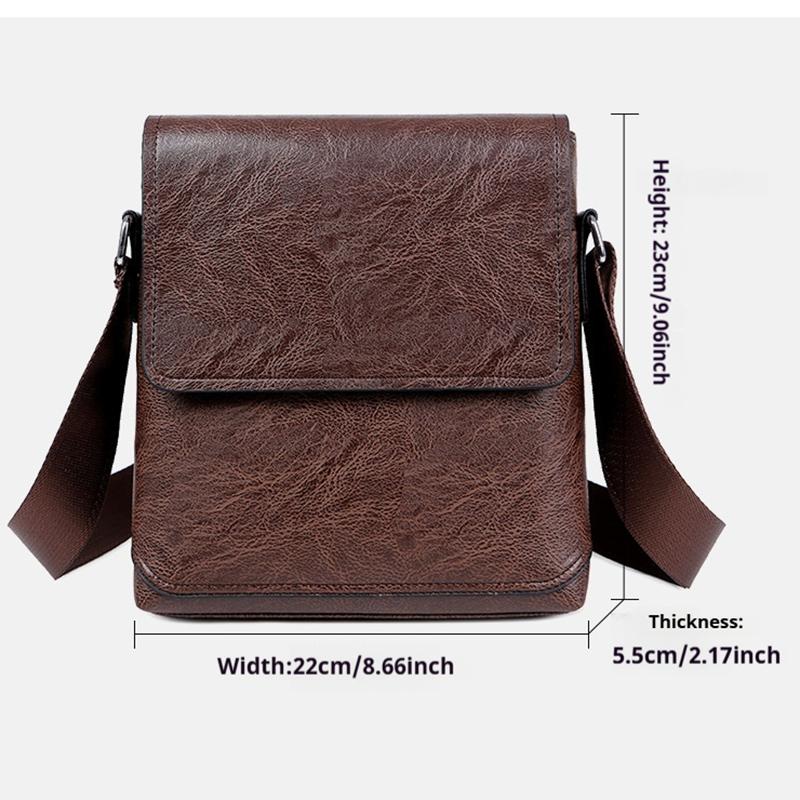 Men'S Shoulder Bag Crossbody Bag Tide Gift For Husband Leisure Simple Retro With Flap Leather Waterproof Men'S Bag