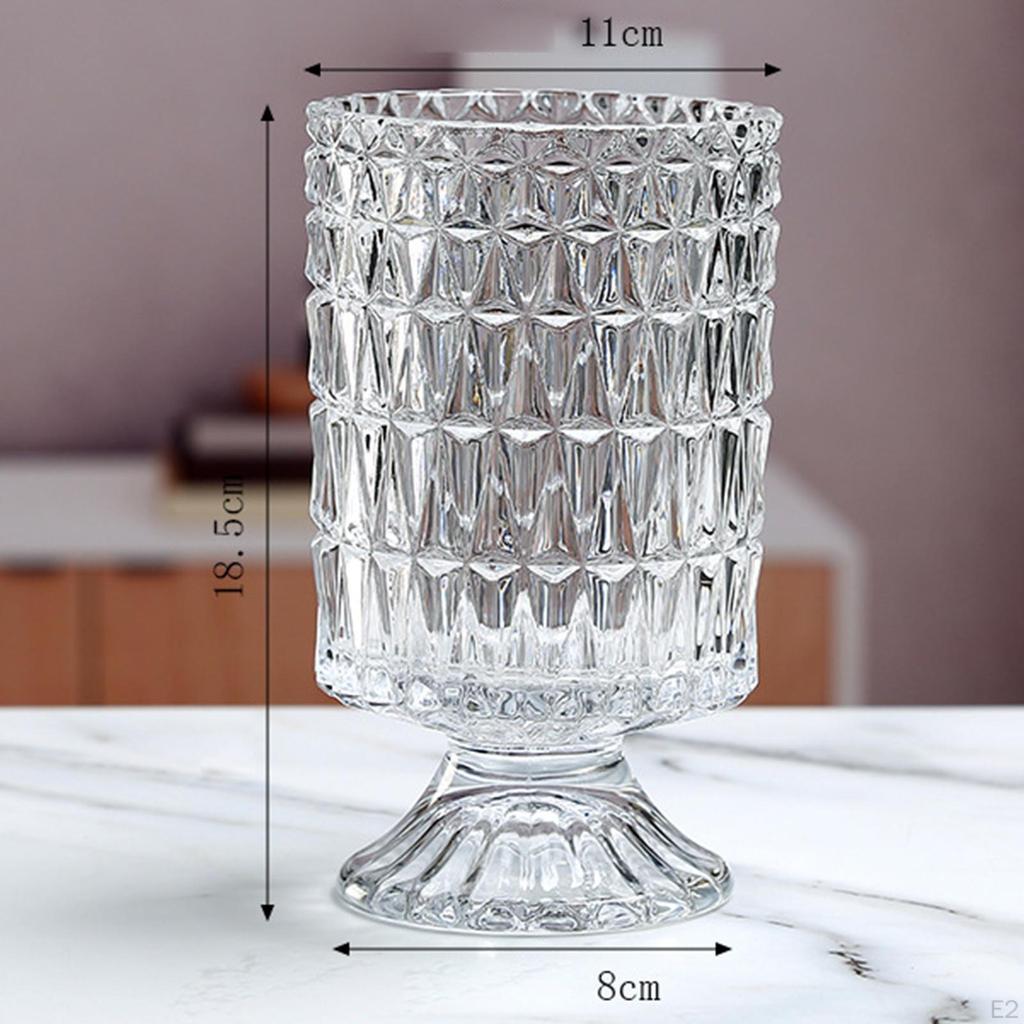 Modern Crystal Glass Vase Flower Arrangement Clear Dried Flowerpot for Centerpiece Home