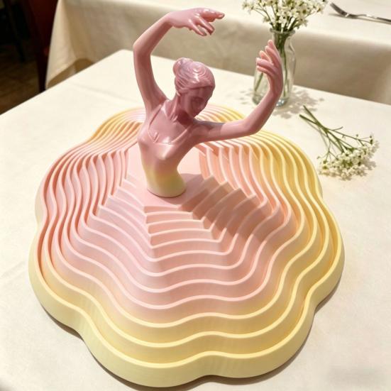 3D Printed Ballet Dancer Ornaments Spinning Ballet Girl Sculpture Rotational Movement Elegant Desk Decor for Home Office Creative Spaces Gifts