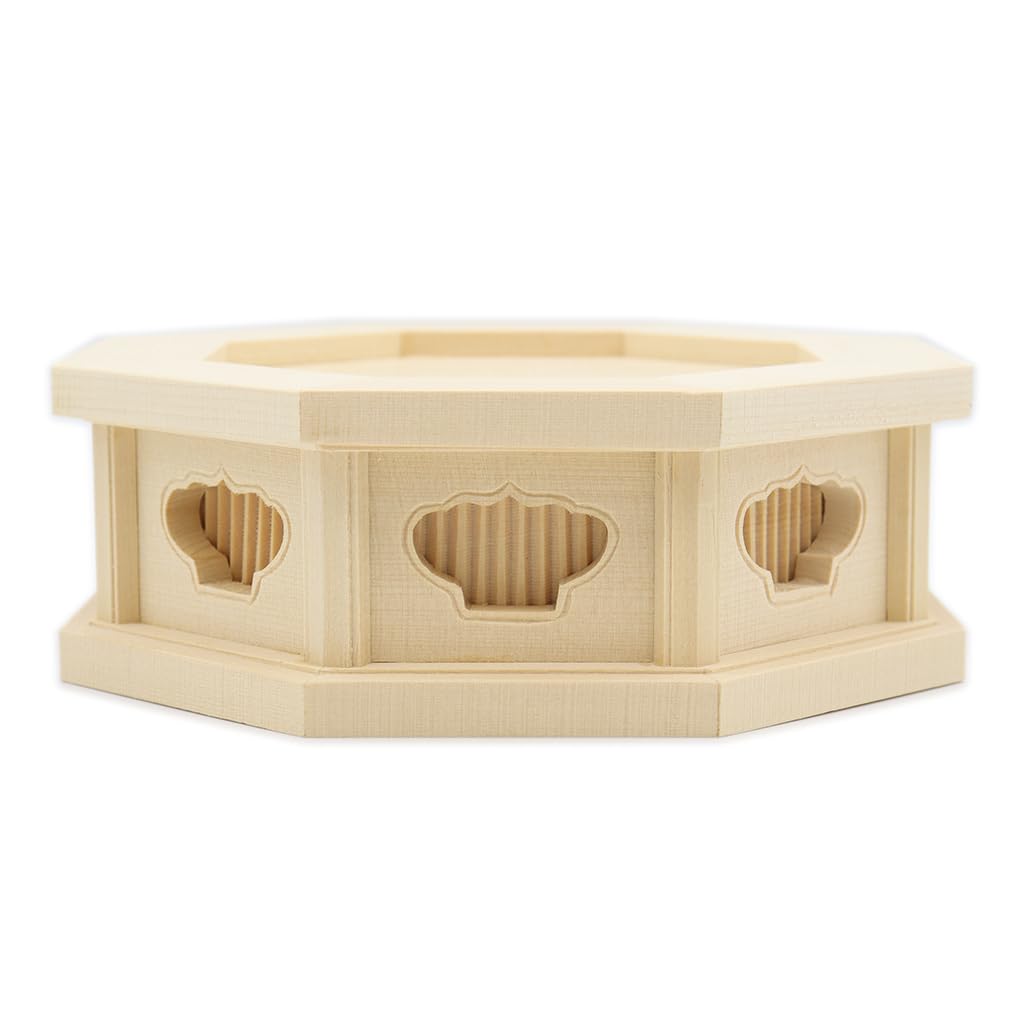 Special Buddhist Statue Carving Buddhist Octagonal Base for Sun Made of Cypress Wood 19428 Kurita's [Wood Altar] 3.0 (W15cm, D15cm, H5cm)