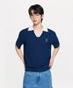 Emelbi Varsity Tuck Texture Open Collar Short Sleeve Knit Bos (D.Navy)