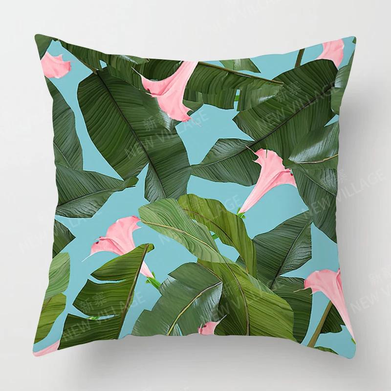 Nordic Fall Home Decor Autumn Throw Pillow Case Sofa Cushion Cover Modern Plant Green Leaf