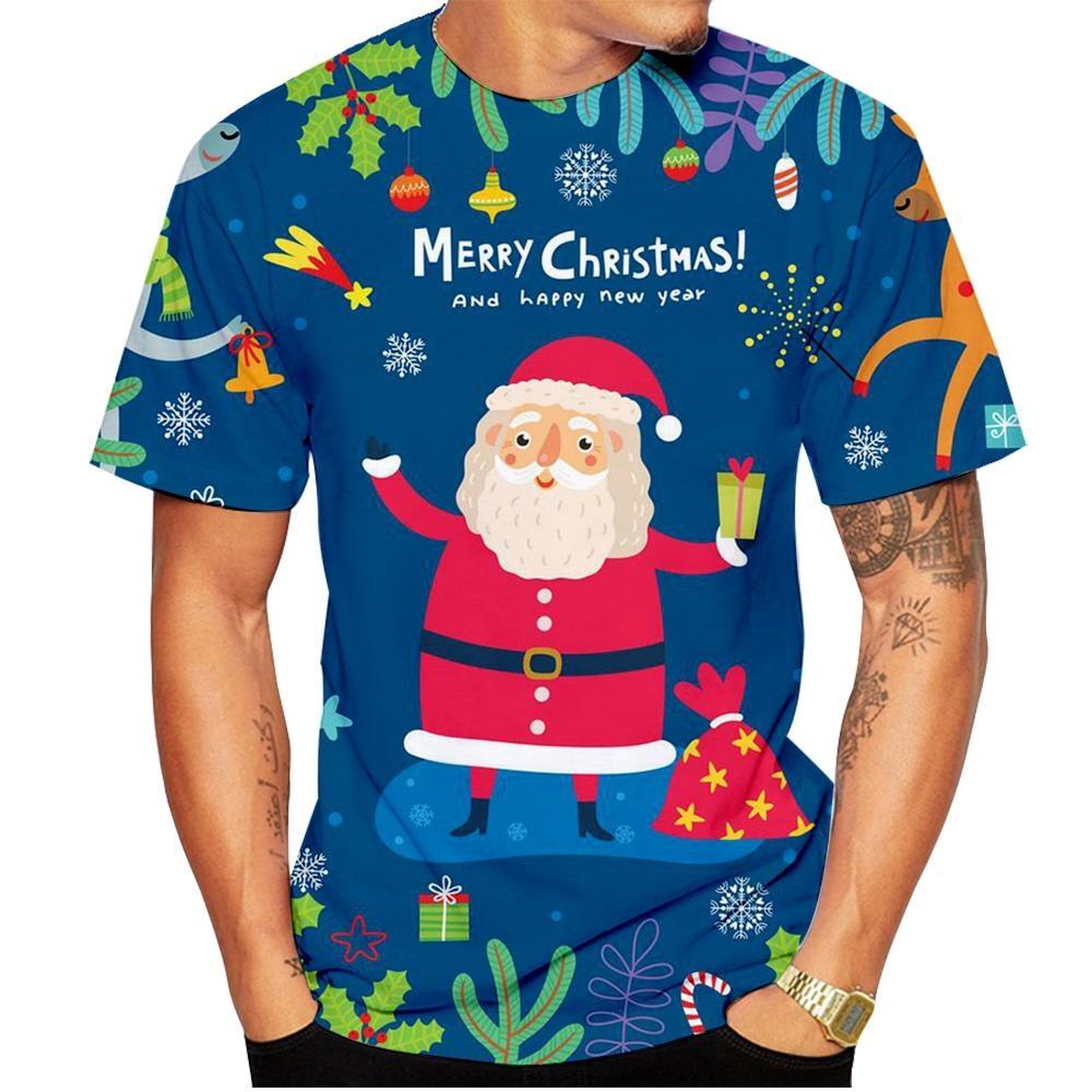 New Fashion Men's Women's T-Shirt Santa Claus Casual 3D Printed Summer Hip Hop Round Neck Cool Christmas Kids Short Sleeve