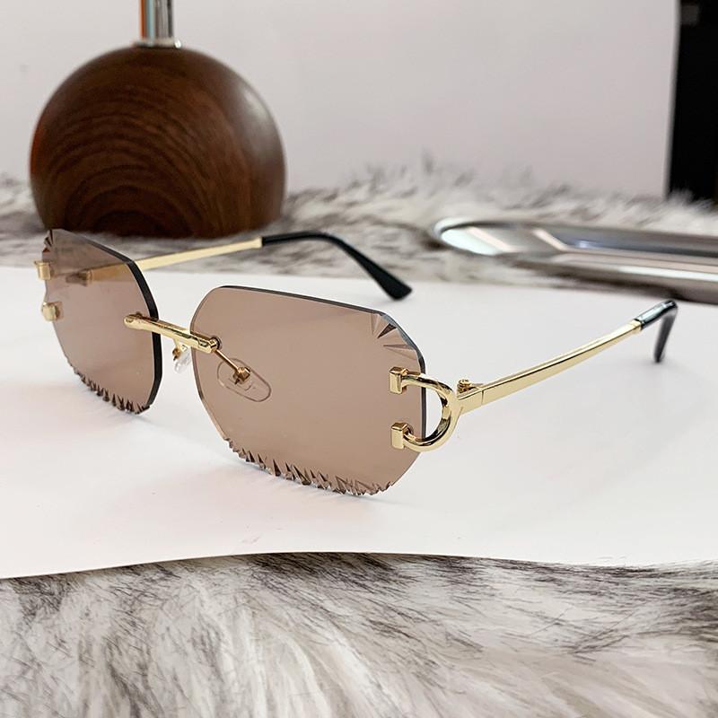 Fashion Geometric Square Metal Sunglasses With Uv400 Protection For Travel And Parties GoldFrameTransparentBrown