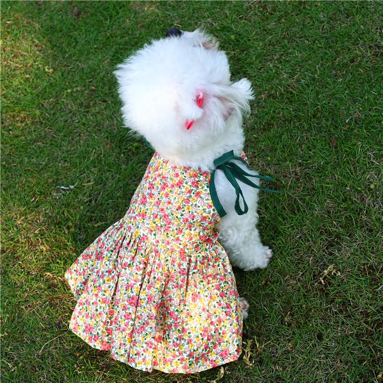Primavera e verão cachorro floral suspensório saia roupas gato roupas suprimentos para animais de estimação suspensório malha saia vestido menina pequena roupas para cachorro