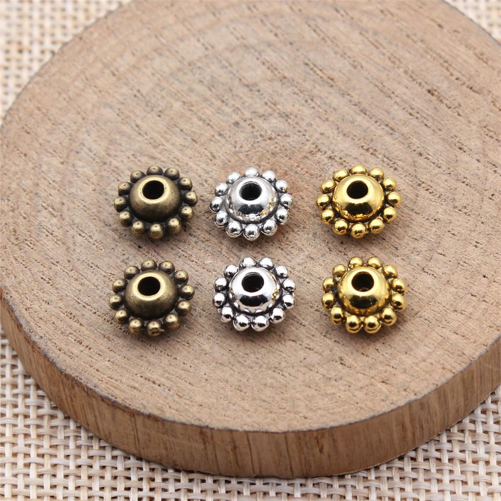 Multi Color Flower Edge Spacer Beads Metal Charms For Jewelry Making Accessories