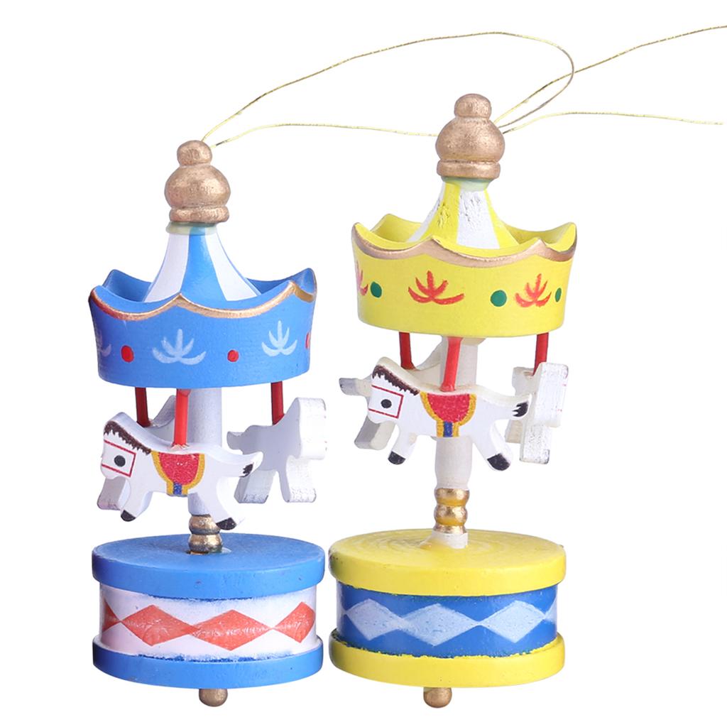 6Pcs/Set Christmas Decoration Wooden Carousel Horse Orament Merry Go Round Xmas Room Decoration Merry Christmas Kids Gift