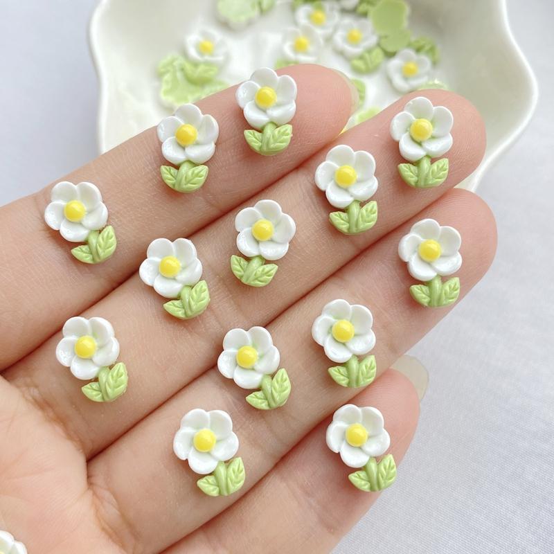 

50Pcs New Cute Resin Mini Flower Series Flat Back Manicure Parts Embellishments For Hair Bows Accessorie