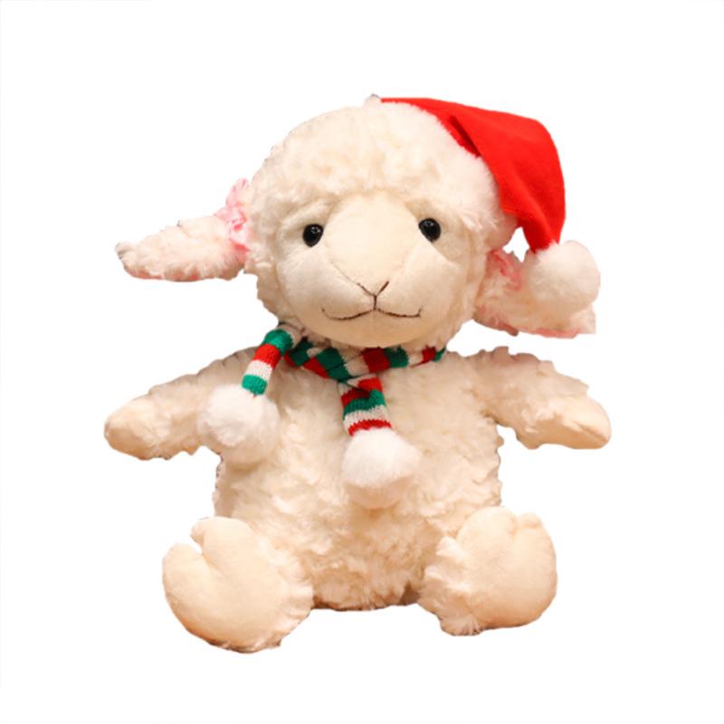 Cute Christmas Sheep Doll Plush Toy Lifelike Plush Plush Stuffed White Sheep Doll Children Soothing Doll Christmas Gift