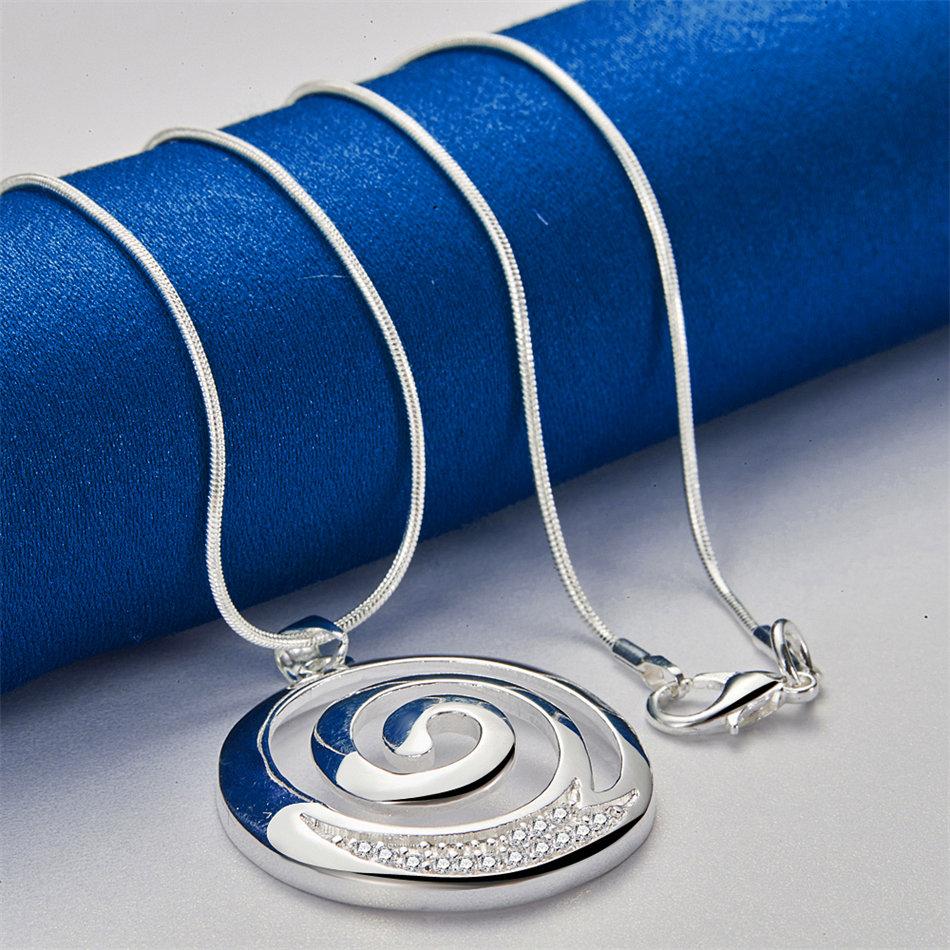 

925 sterling silver 16-30 inch exquisite spiral circular pendant necklace for women s fashion jewelry wedding accessories 40cm