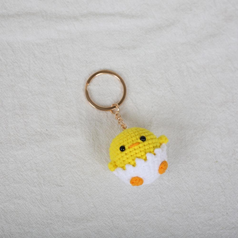 Small Doll Knitted Pendant Handmade Duck Keychain Jewelry Gift Crochet Chick Keyrings  Bag Charm