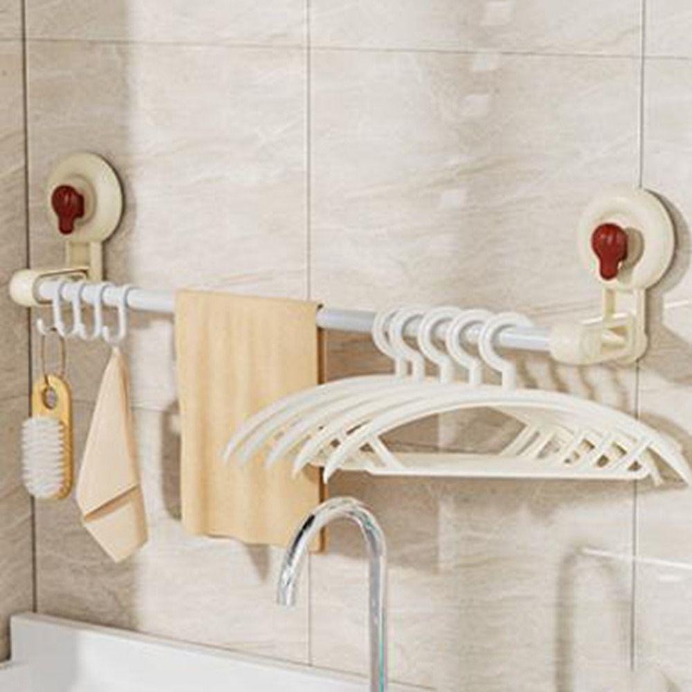Plastic Suction Cup Towel Rack Punch Free Bath Towel Hanger Durable Single Rod Towel Rack Toilet