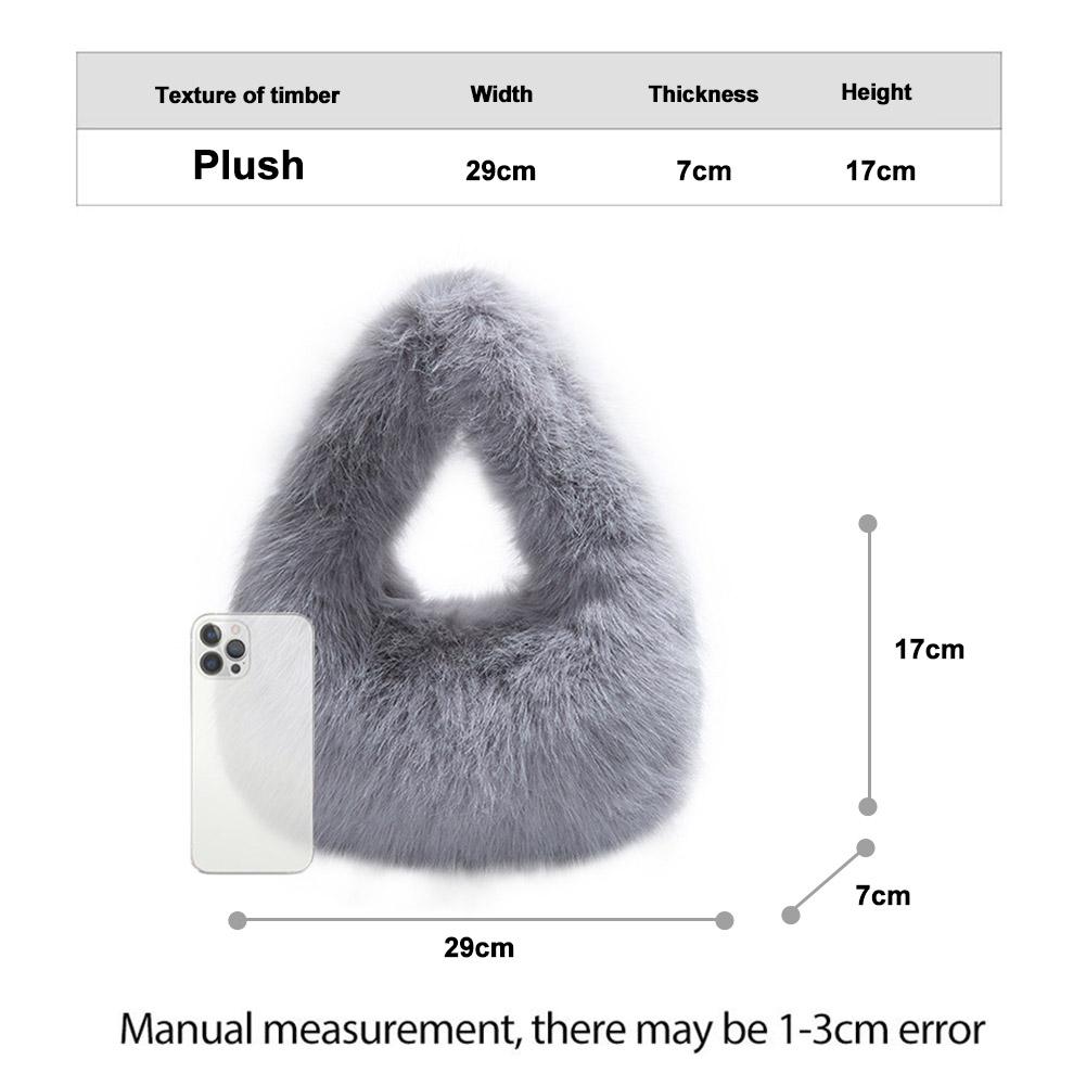 Women's soft plush handbag for winter, small and elegant tote bag for women, fashionable and trendy women's plush wallet