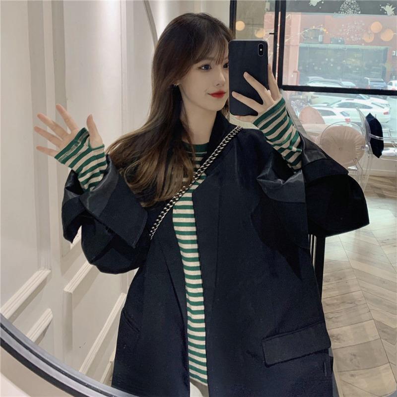 Large Size Striped Bottoming Shirt Long-sleeved T-shirt for Women in Autumn and Winter Fashionable and Versatile