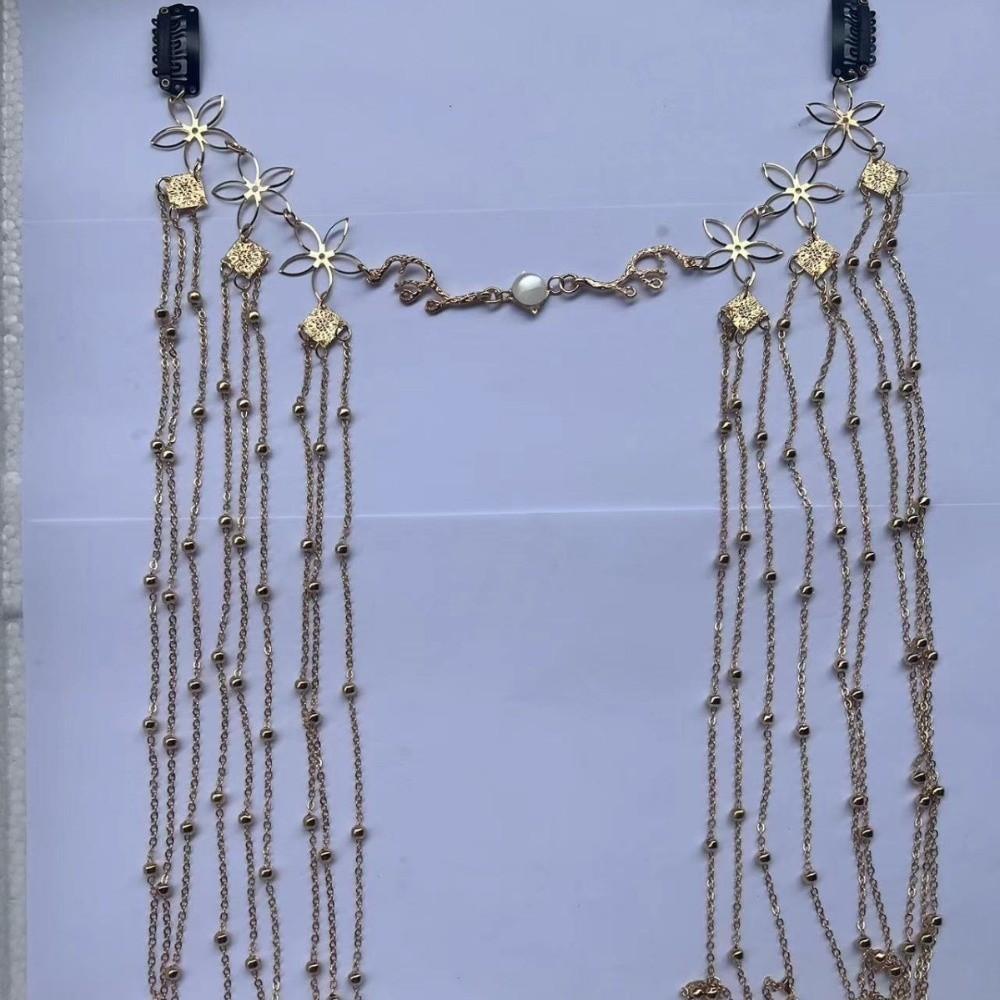 Golden Rhinestone Head Chain Long Tassel Forehead Chain Fashion Retro Hairpin  Women's Hair Jewelry