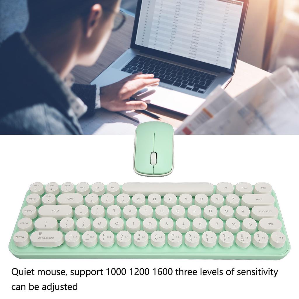 Wireless Keyboard Mouse Combo Portable Retro Silent 2.4G Wireless 68 Keys Keyboard Mouse Set