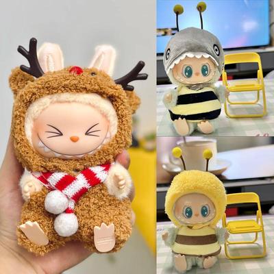 Ropa de muñeca de peluche mini linda de 17 cm Traje Accesorios Para Muñecas Ídolo Kpop Exo Labubu II Sentadas Ropa de Fiesta DIY Regalo