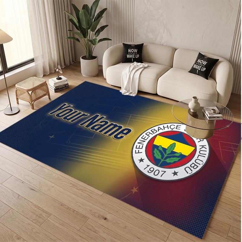 Personalized Crystal Velvet Carpet Fenerbahçe FC Pattern Non Slip Floor Rug