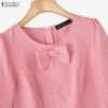 ZANZEA Women Casual Round Neck 3/4 Sleeve Elegant Blouse