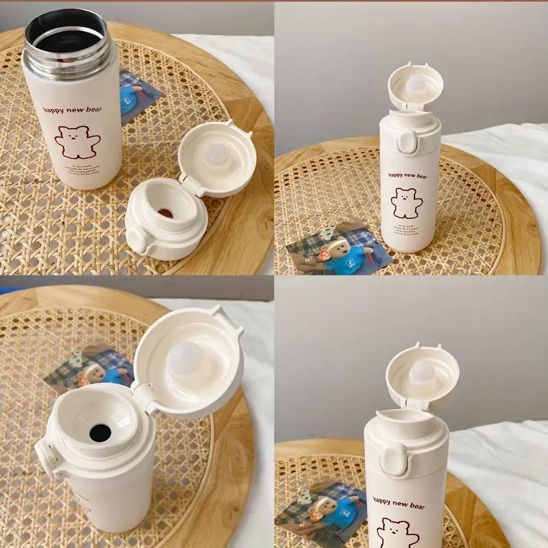 450ml Bear Thermos Cup Outdoor Travel Sports Water Bottle Portable Water Cup Running Riding Camping Hiking Kettle Vacuum Flask