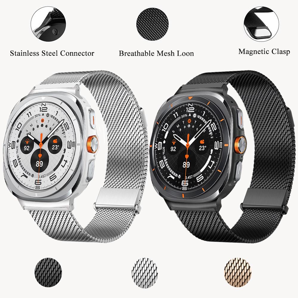 

Ремешок для Samsung Galaxy Watch Ultra 47 мм ремешок для деловых случаев полное покрытие плетение дышащий для Galaxy Watch Ultra ремешок для часов Galaxy Watch Ultra чёрный