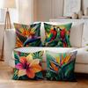 4 Stück Tropische Blumen Kissen Kissenbezug Polyester Kissenbezug Dekokissen Kissenbezug Zuhause Auto Sofa Dekor