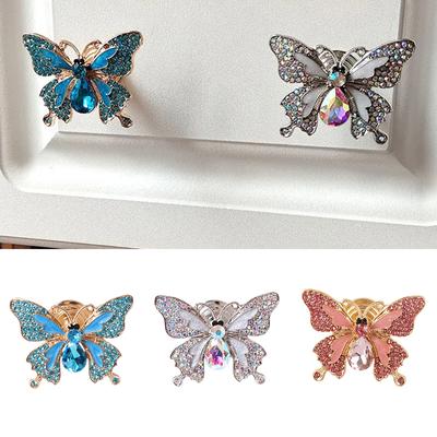 1PC Crystal Butterfly Handle Acrylic Diamond Colorful Diamond Butterfly Gold Silver Drawer Knob Pull Home Decoration