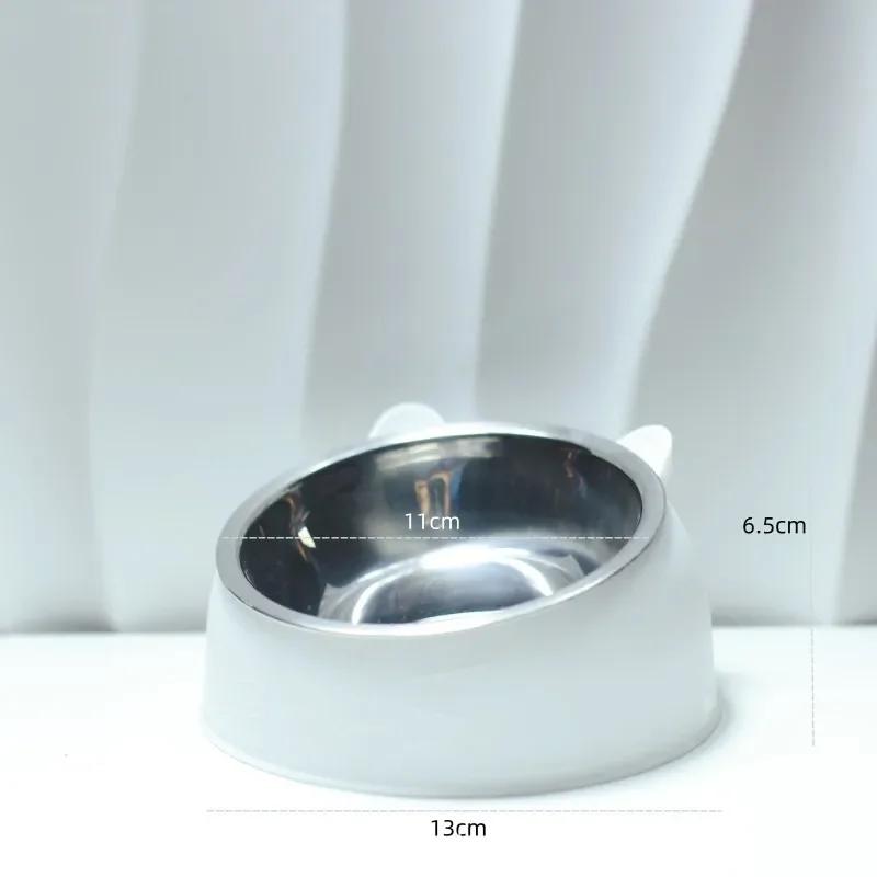 Stainless Steel Cat Bowls Dog Bowls Double Bowls To Protect Neck Spine Cat Bowls Slanted Mouth Pop Pet Food Bowls Cat Supplies