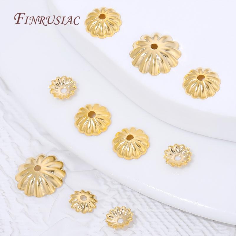 20/40Pcs 18K Gold Plated Brass Flower Bead Caps Corrugated Wavy Edge Bead End Caps For DIY Jewelry Making Findings