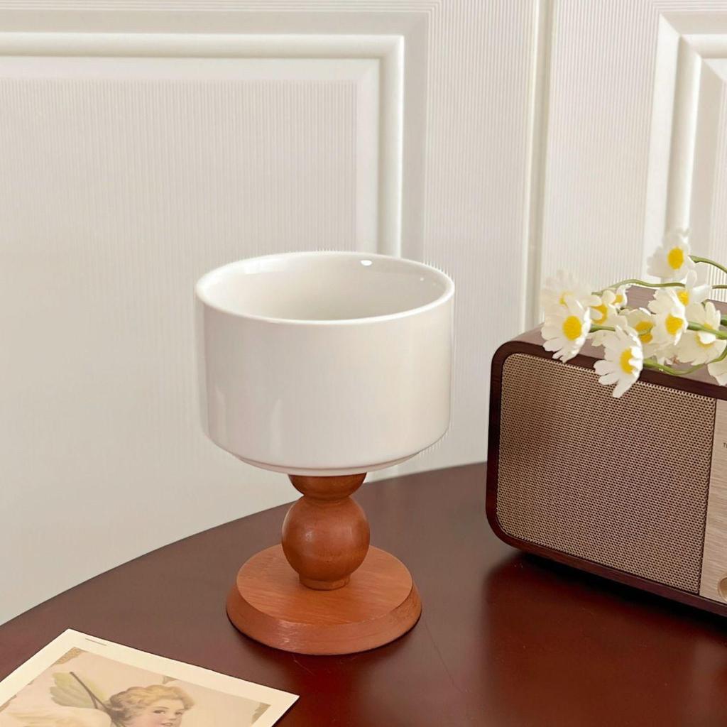 Vintage French Scented Candle with Ceramic High-Footed Glass Holder