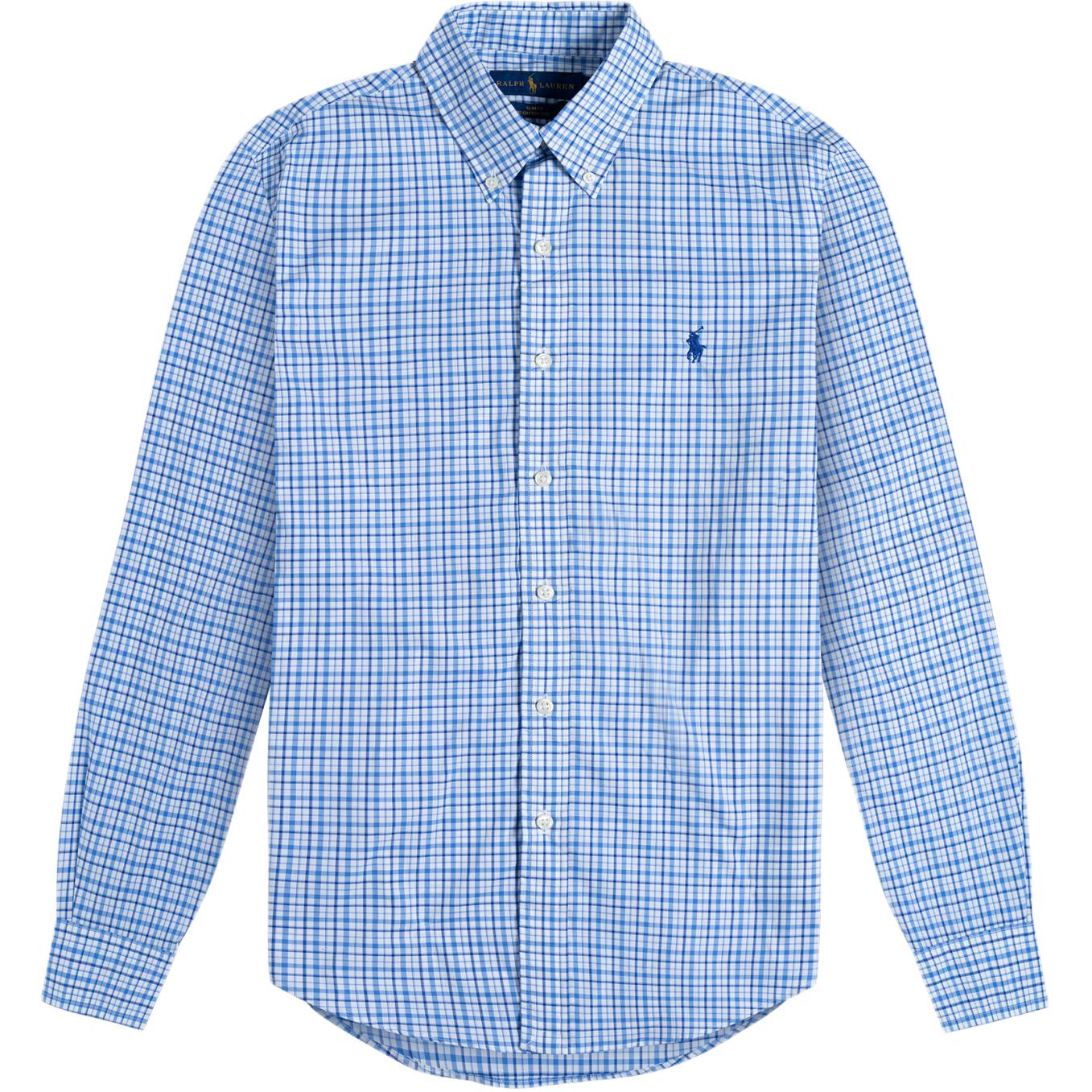 

Polo Ralph Lauren Клетчатая рубашка из поплина с длинным рукавом и вышивкой логотипа Pony для мужчин, синяя 710784272-003 S