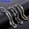 Black Choker Necklace Men Never Fade Gold Color 316L Stainless Steel 55CM Mens Long Chain Necklace Best Friends Jewelry Man