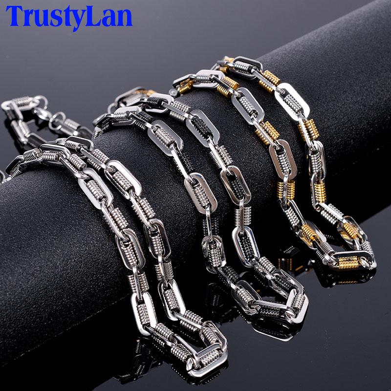 Black Choker Necklace Men Never Fade Gold Color 316L Stainless Steel 55CM Mens Long Chain Necklace Best Friends Jewelry Man