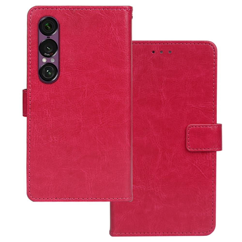 IDEWEI For Sony Xperia 1 VII Case Wallet Leather Phone Cover Crazy Horse Texture
