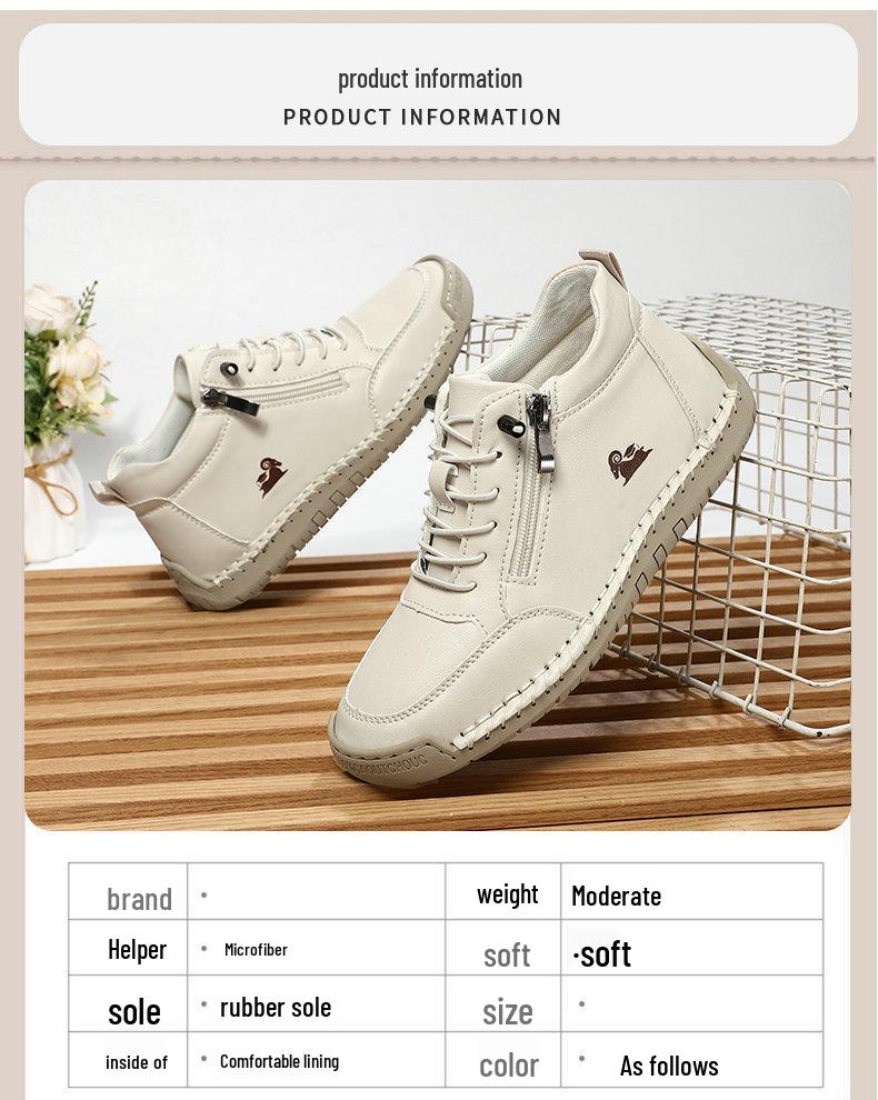 Hand-Stitched Women’s Soft Sole Flat Casual Shoes for Autumn & Winter - A805