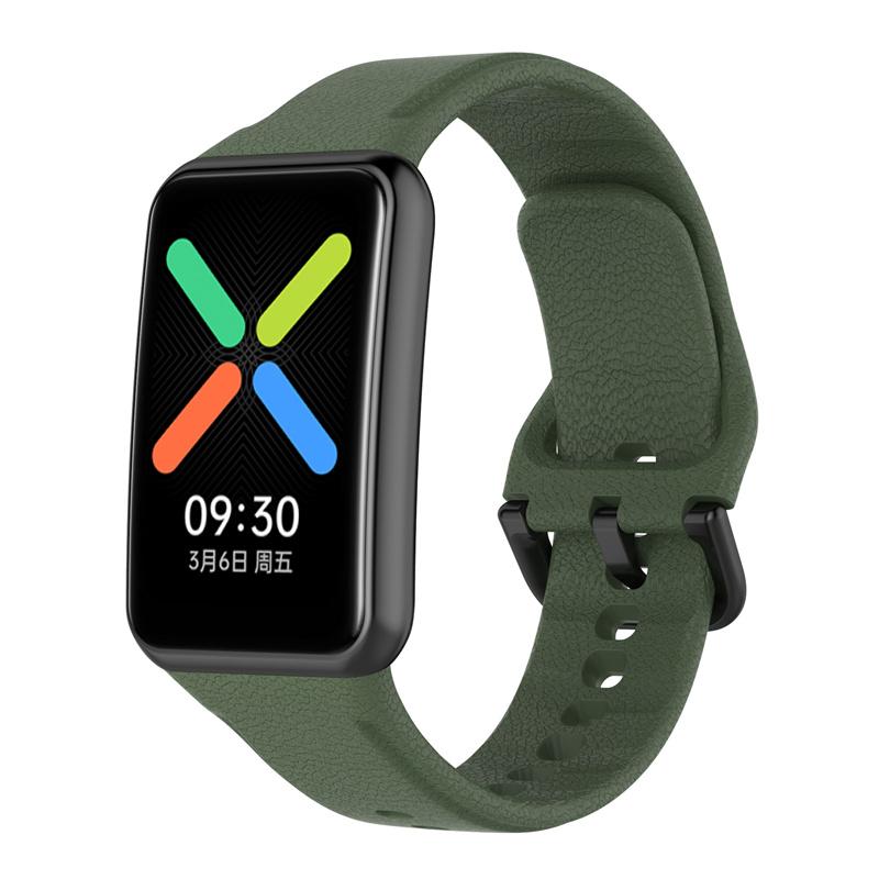 For Oppo Watch Free Textured Silicone Watch Band Replacement Wrist Strap with Black Buckle